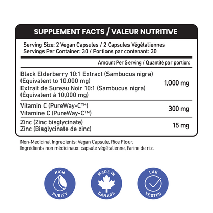Elderberry, Vitamin C, Zinc Immunity